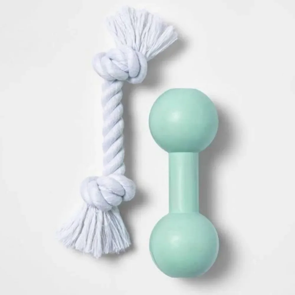 Boots & Barkley NIP 2pc Bundle- Puppy Occupy Rubber & Rope Dog Toy Set